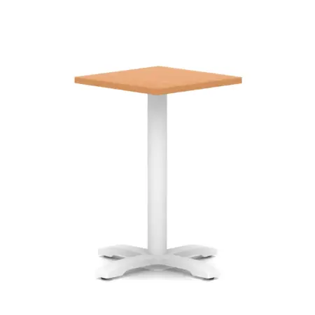 Italia Square Poseur Table With Cross Base White Leg